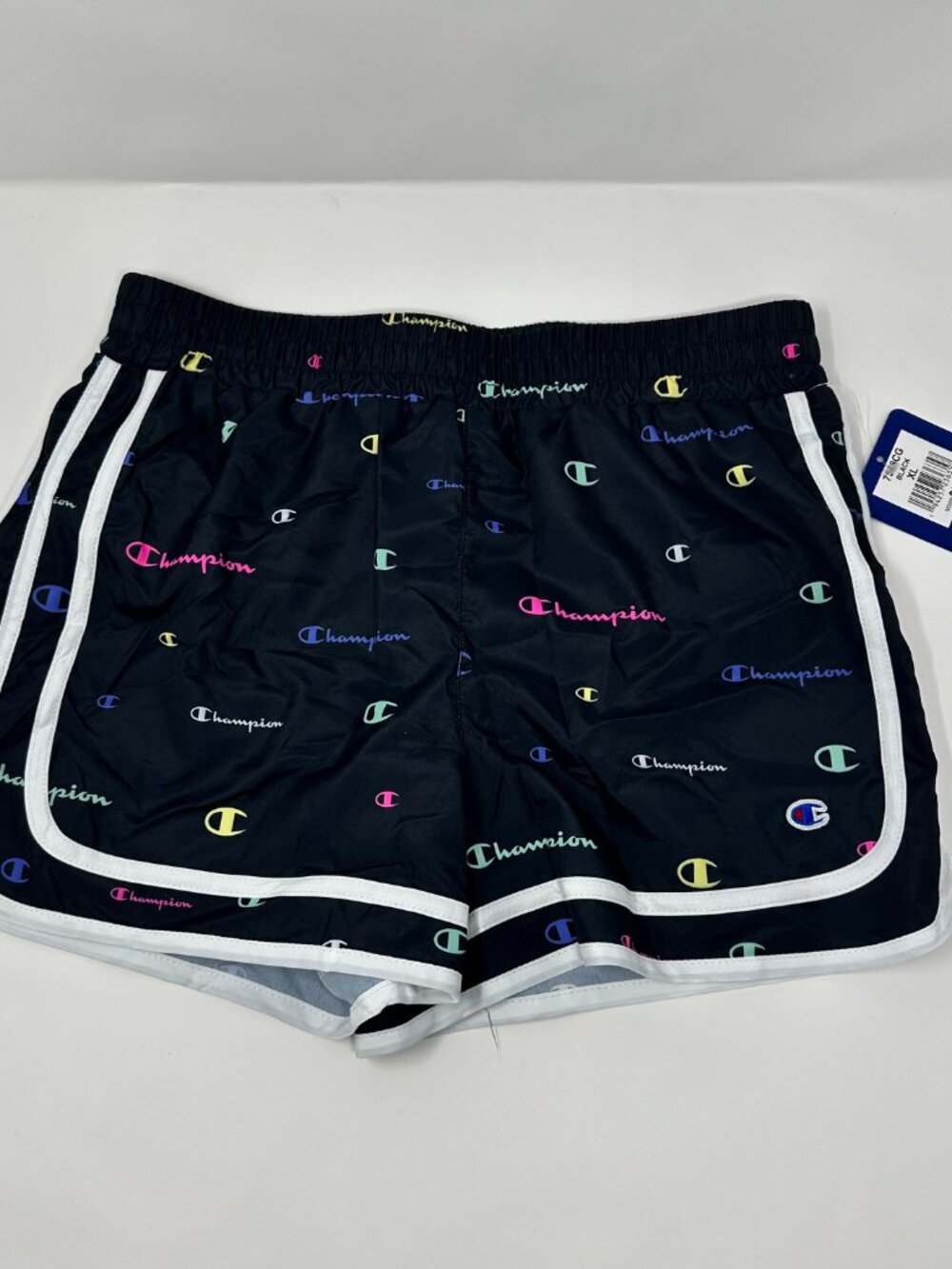 NWT Girl's Champion black multicolor logo print lined athletic, Size: XL NEW
